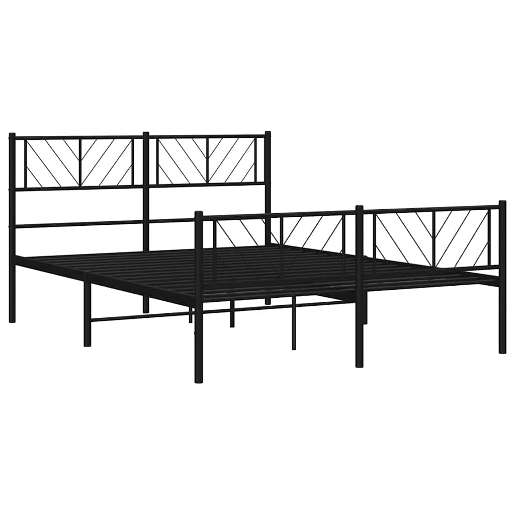 Bed frame with head and footboard metal black 150x200 cm