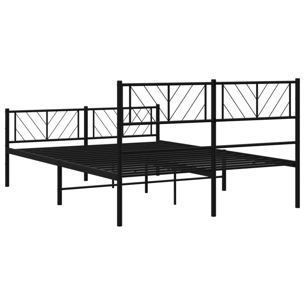 Bed frame with head and footboard metal black 150x200 cm