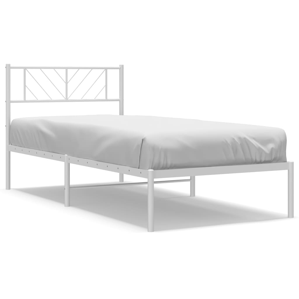 Bed frame with headboard metal white 80x200 cm