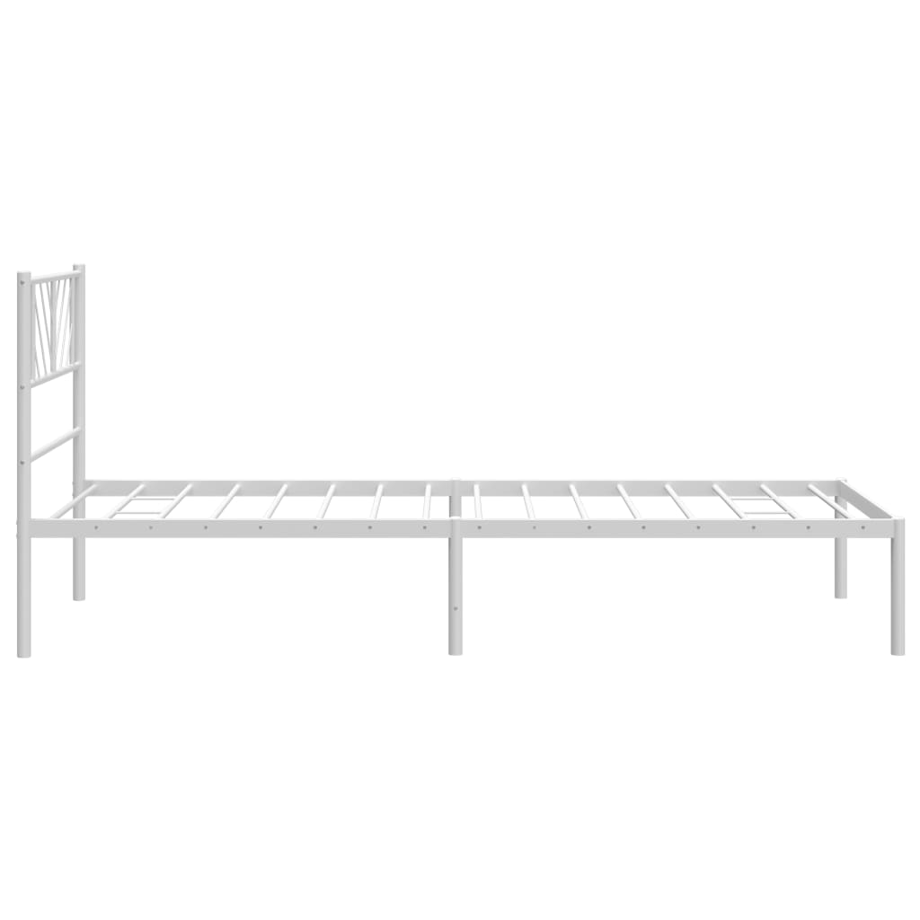 Bed frame with headboard metal white 80x200 cm