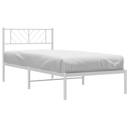 Bettgestell mit Kopfteil Metall Weiß 90x190 cm