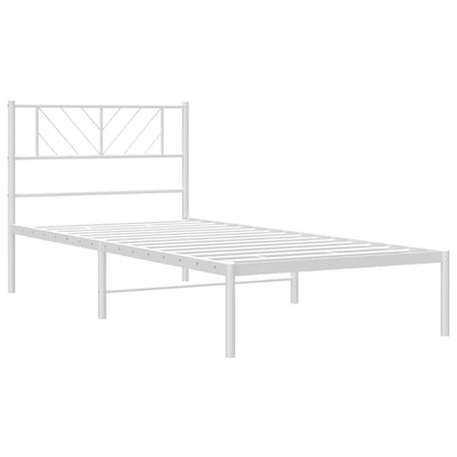 Bettgestell mit Kopfteil Metall Weiß 90x190 cm