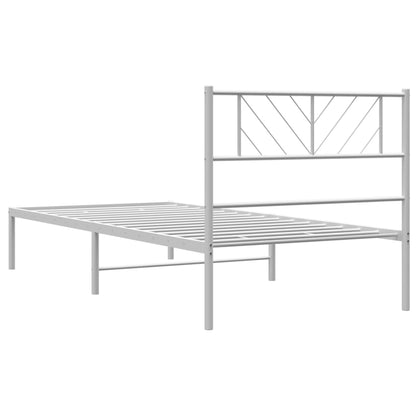 Bettgestell mit Kopfteil Metall Weiß 90x190 cm