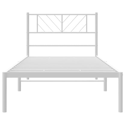Bettgestell mit Kopfteil Metall Weiß 90x200 cm