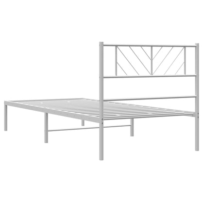 Bettgestell mit Kopfteil Metall Weiß 90x200 cm