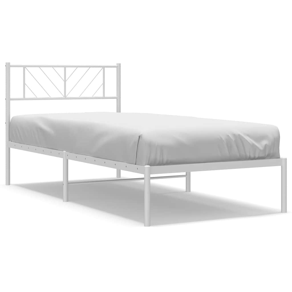 Bed frame with headboard metal white 100x200 cm