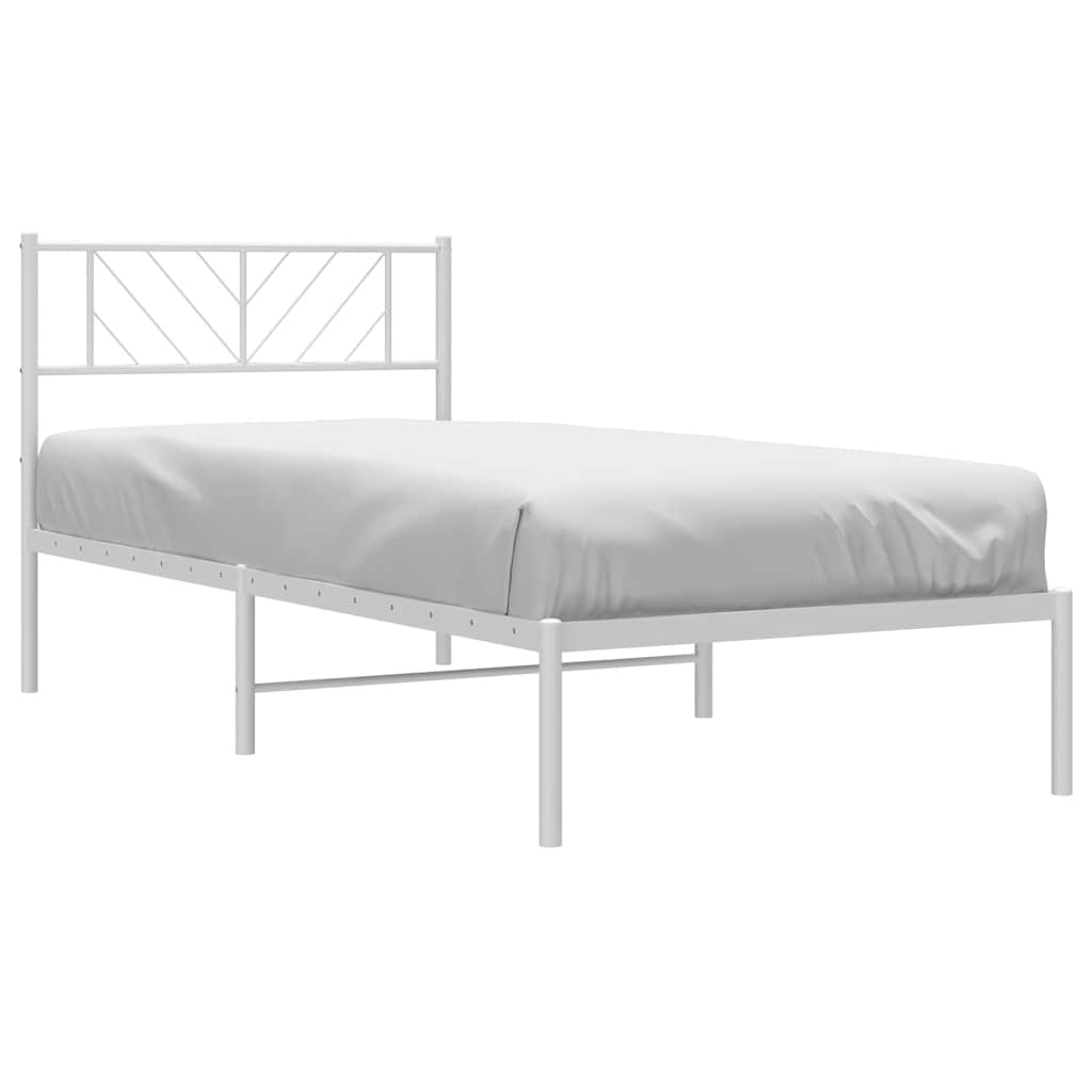 Bed frame with headboard metal white 100x200 cm