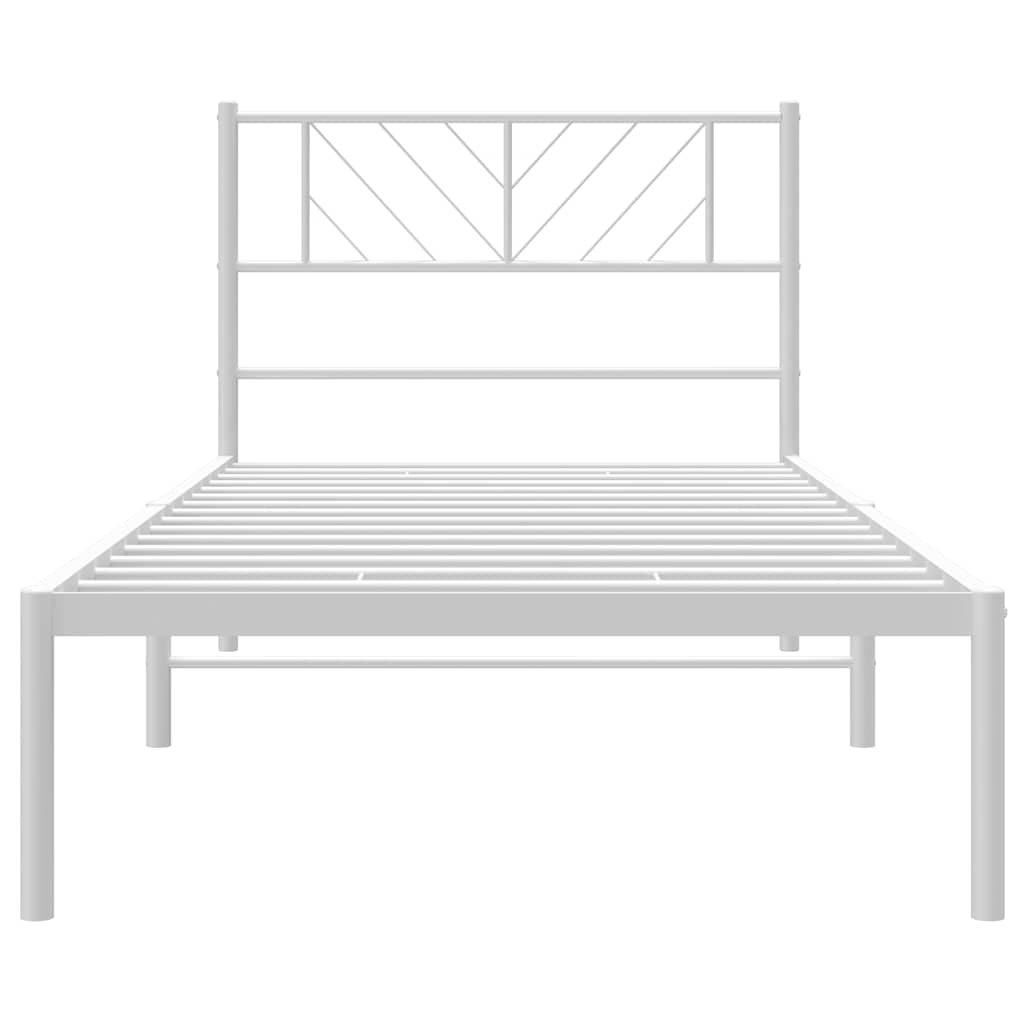 Bed frame with headboard metal white 100x200 cm