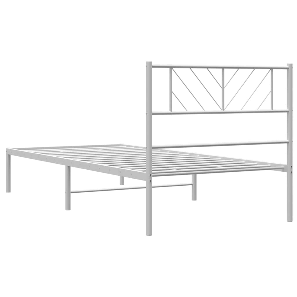 Bed frame with headboard metal white 100x200 cm