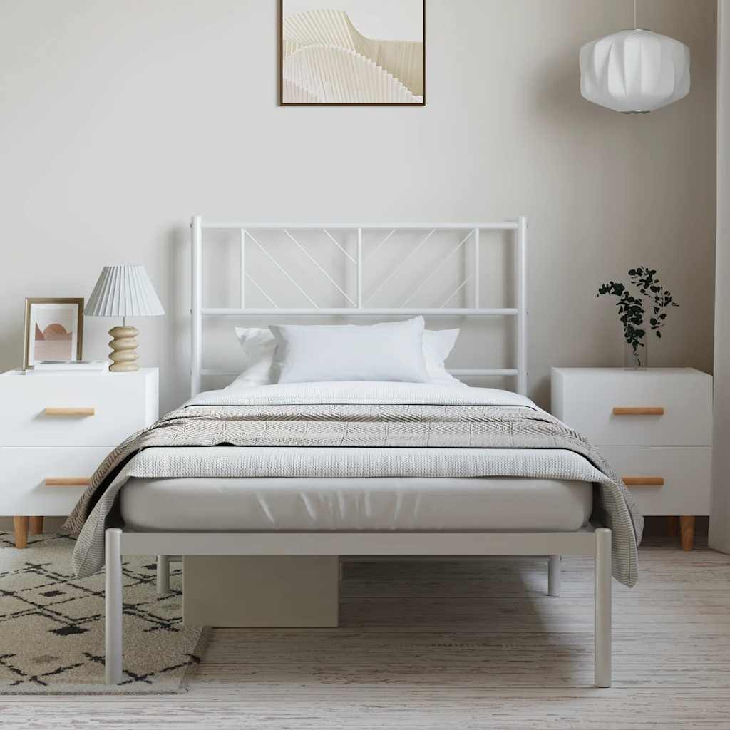 Bed frame with headboard metal white 100x200 cm