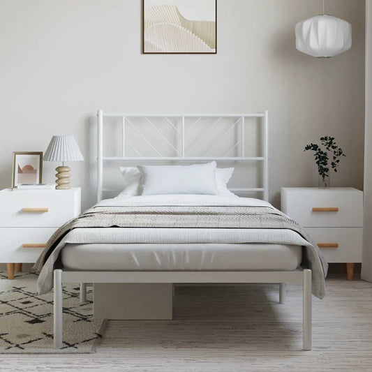 Bed frame with headboard metal white 100x200 cm