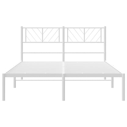 Bettgestell mit Kopfteil Metall Weiß 140x200 cm