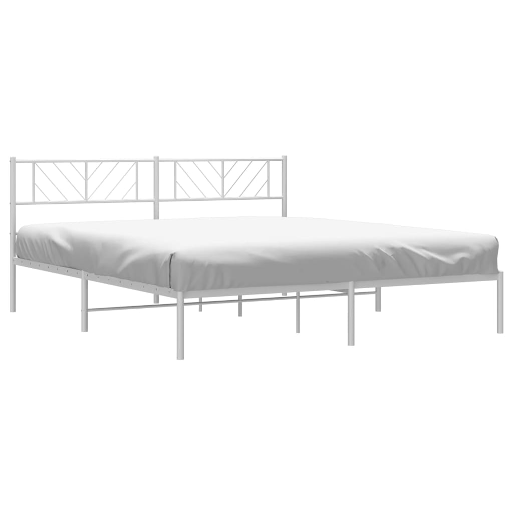 Bed frame with headboard metal white 183x213 cm
