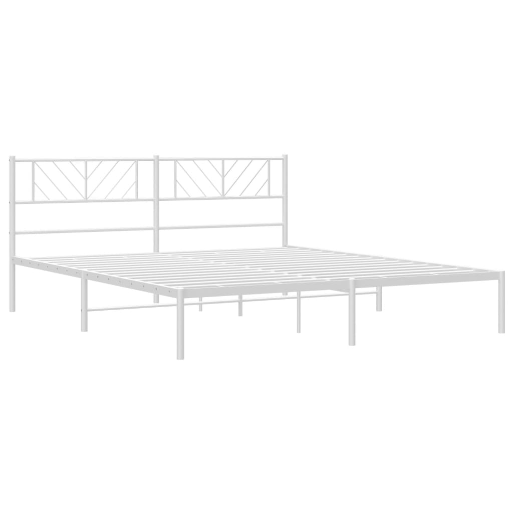 Bed frame with headboard metal white 183x213 cm