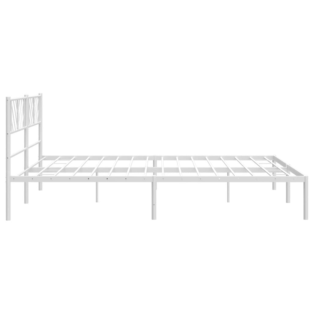 Bed frame with headboard metal white 183x213 cm