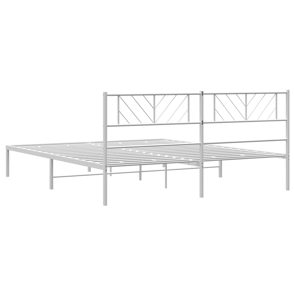 Bed frame with headboard metal white 183x213 cm
