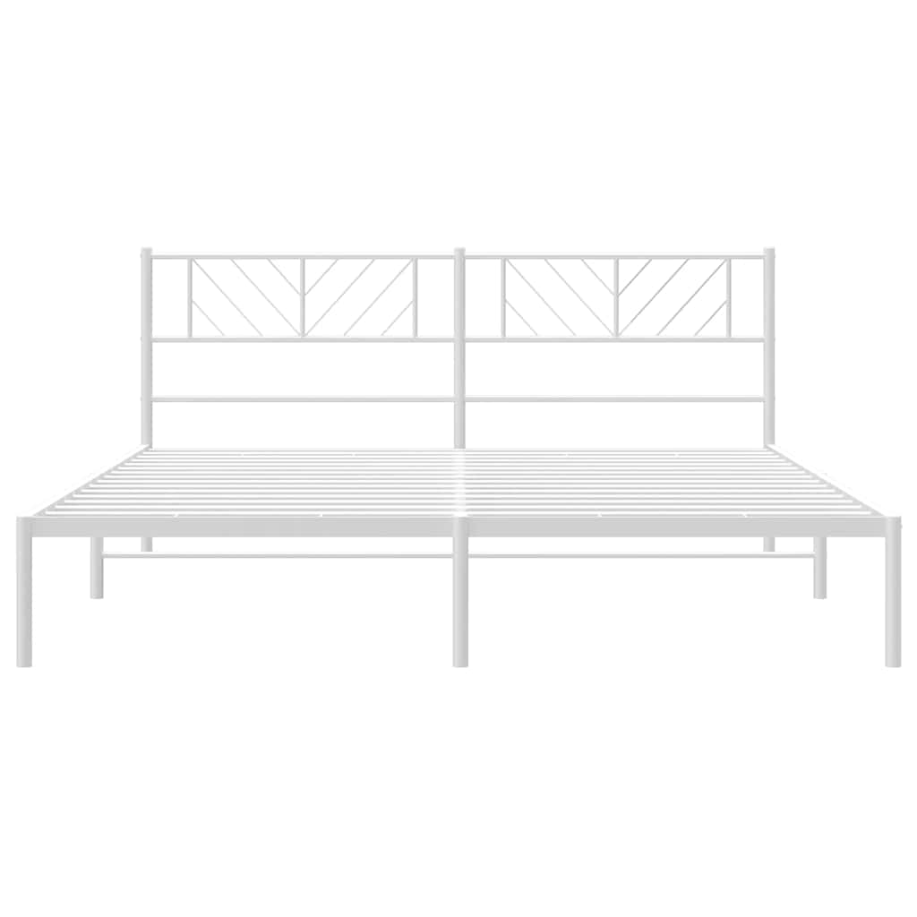 Bed frame with headboard metal white 193x203 cm