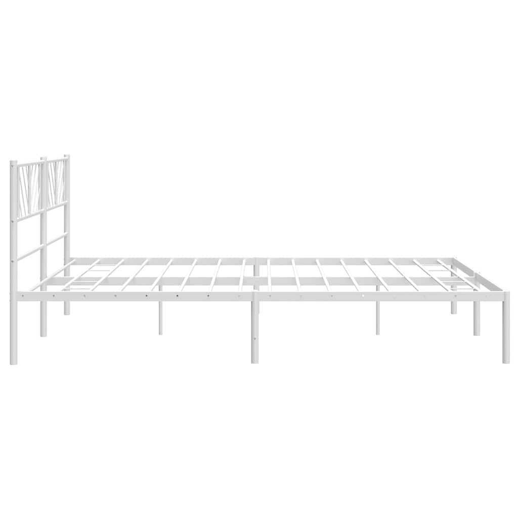 Bed frame with headboard metal white 193x203 cm
