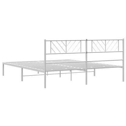 Bettgestell mit Kopfteil Metall Weiß 193x203 cm