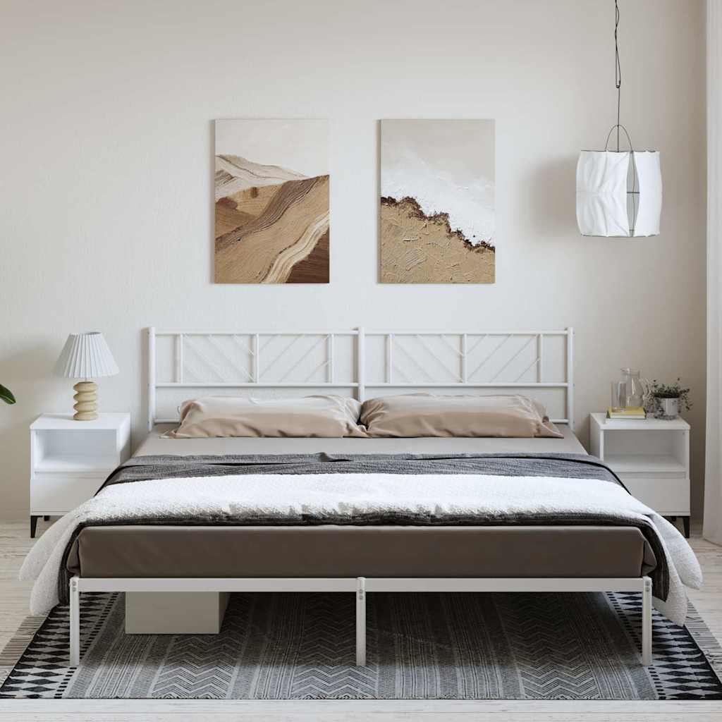Bettgestell mit Kopfteil Metall Weiß 193x203 cm