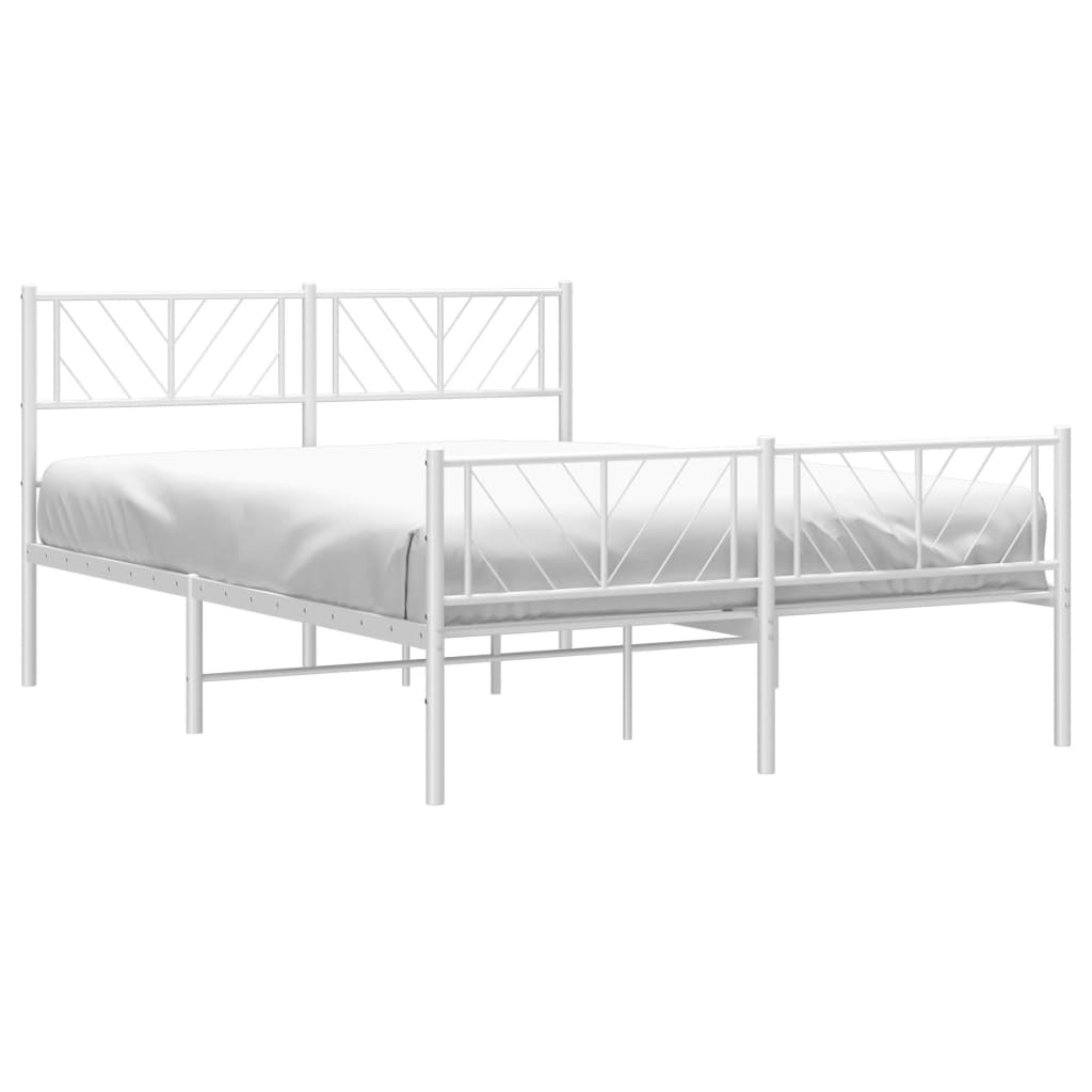 Bed frame with head and footboard metal white 120x200 cm