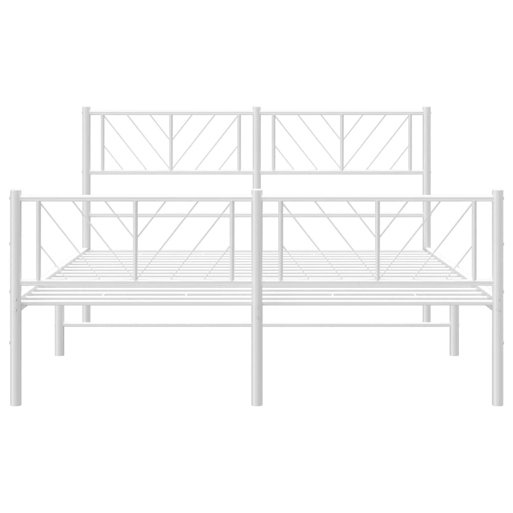 Bed frame with head and footboard metal white 135x190 cm