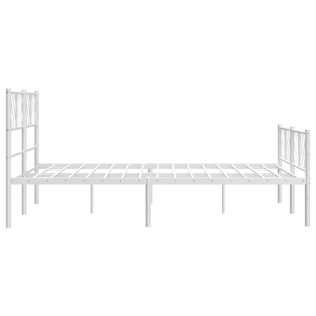 Bed frame with head and footboard metal white 135x190 cm