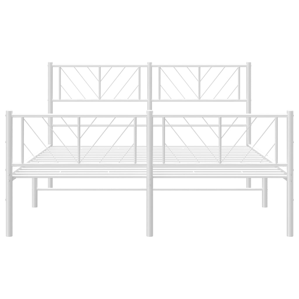 Bed frame with head and footboard metal white 140x190 cm