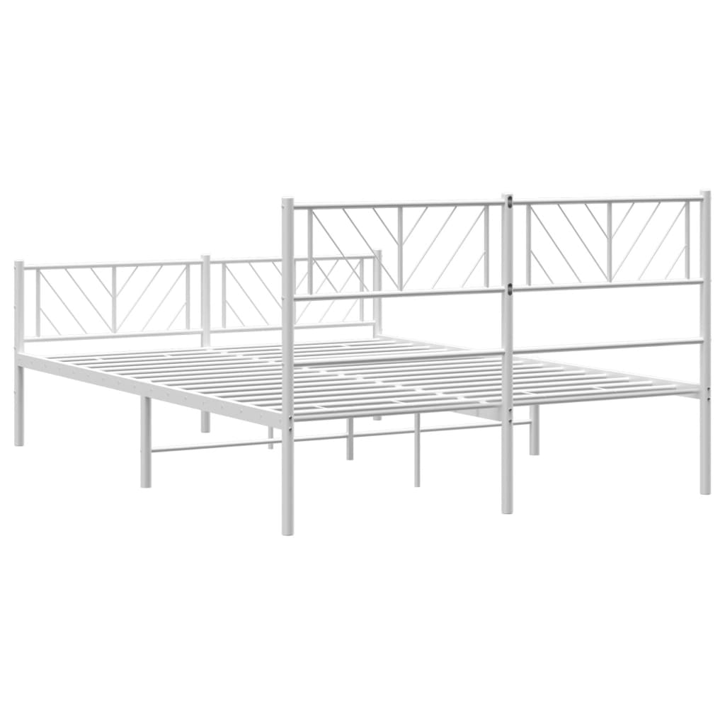 Bed frame with head and footboard metal white 140x190 cm