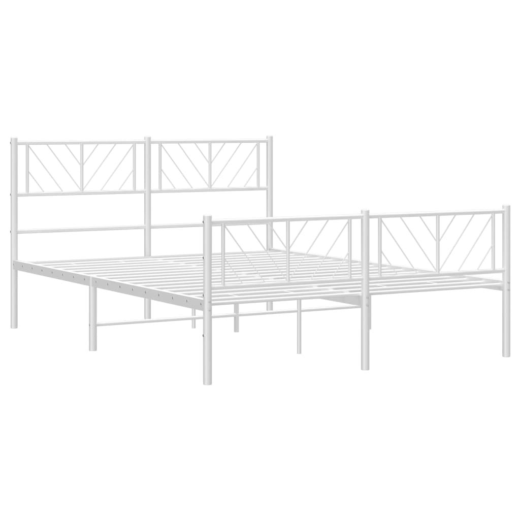 Bed frame with head and footboard metal white 150x200 cm