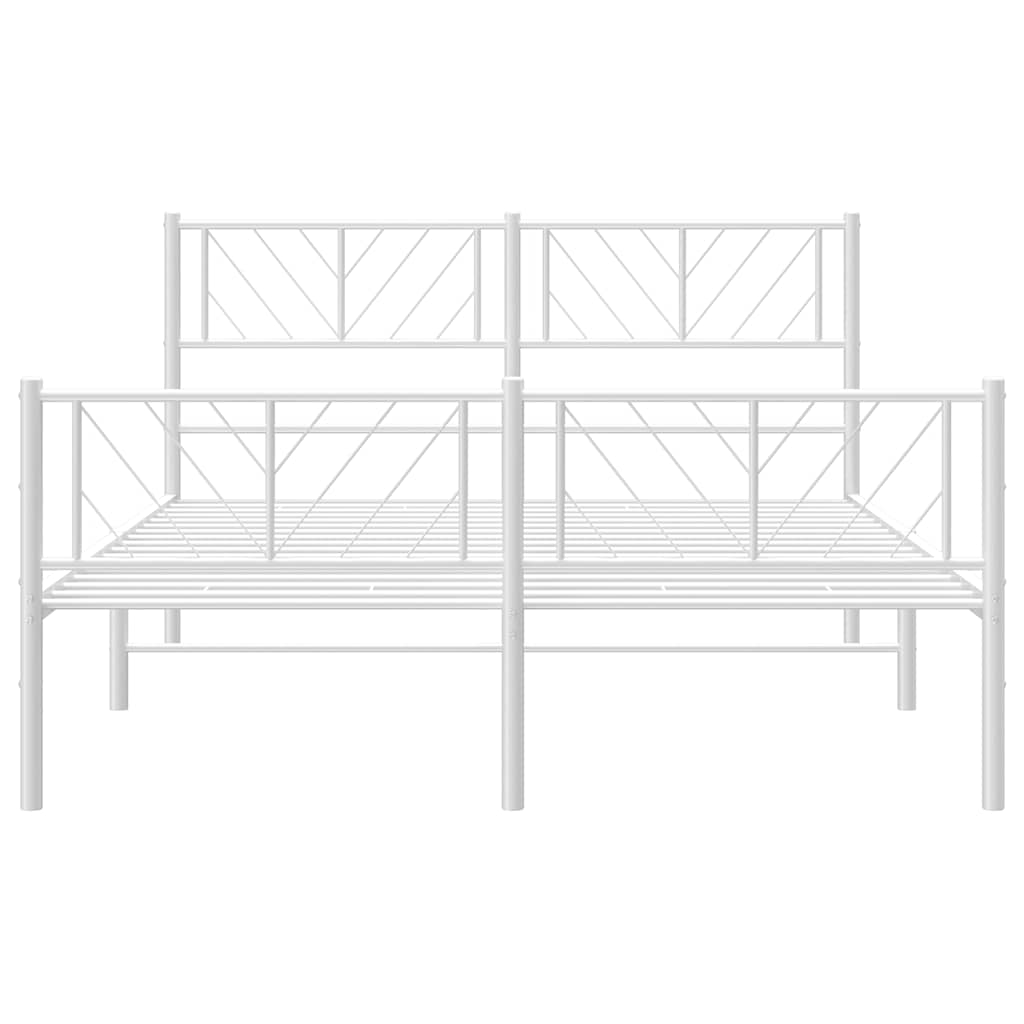 Bed frame with head and footboard metal white 150x200 cm