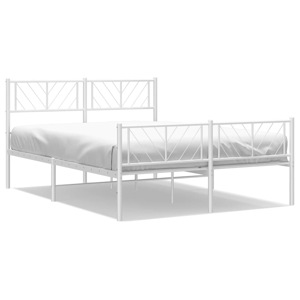 Bed frame with head and footboard metal white 160x200 cm