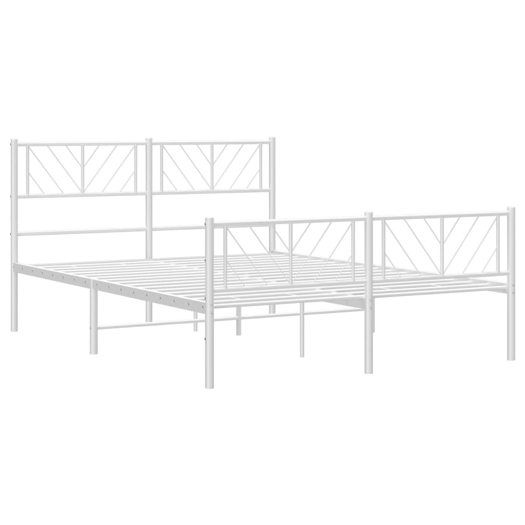 Bed frame with head and footboard metal white 160x200 cm