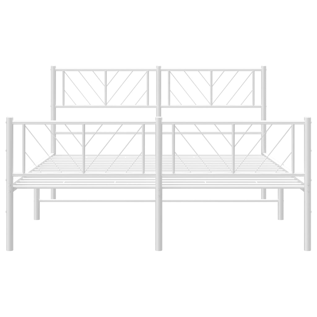 Bed frame with head and footboard metal white 160x200 cm