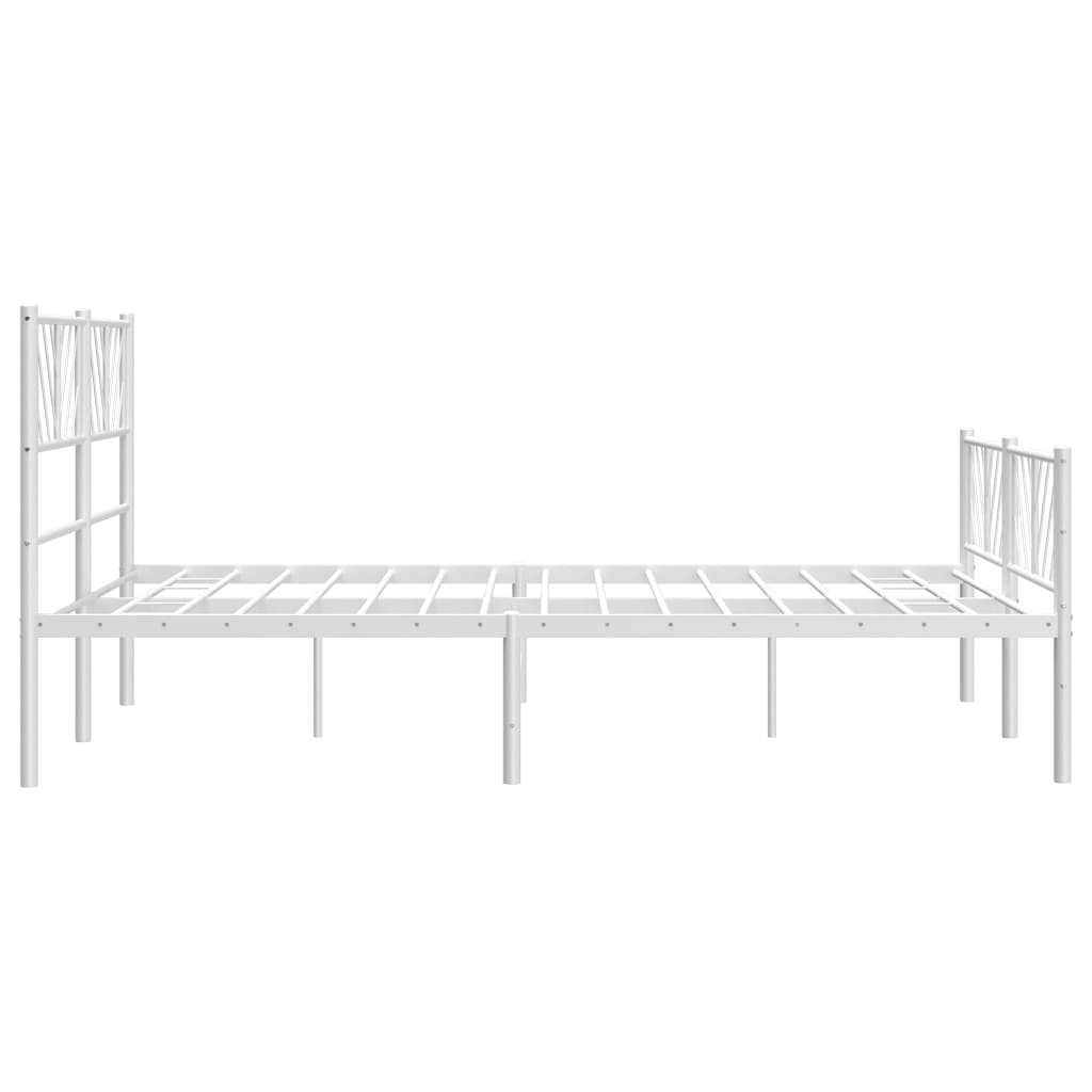 Bed frame with head and footboard metal white 160x200 cm