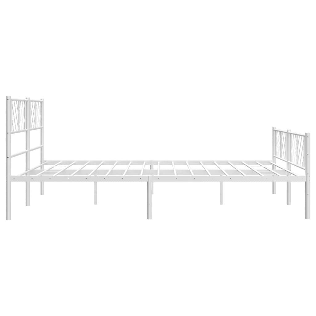 Bed frame with head and footboard metal white 183x213 cm