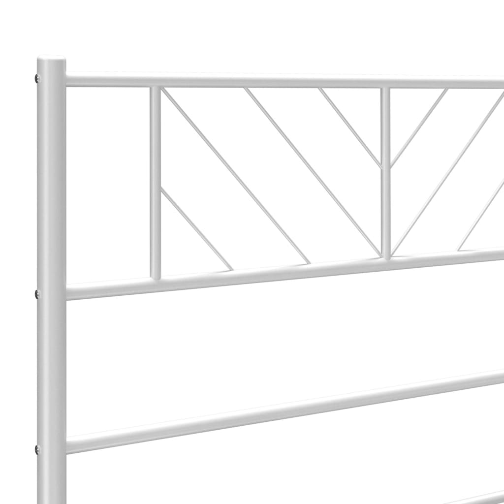 Bed frame with head and footboard metal white 183x213 cm