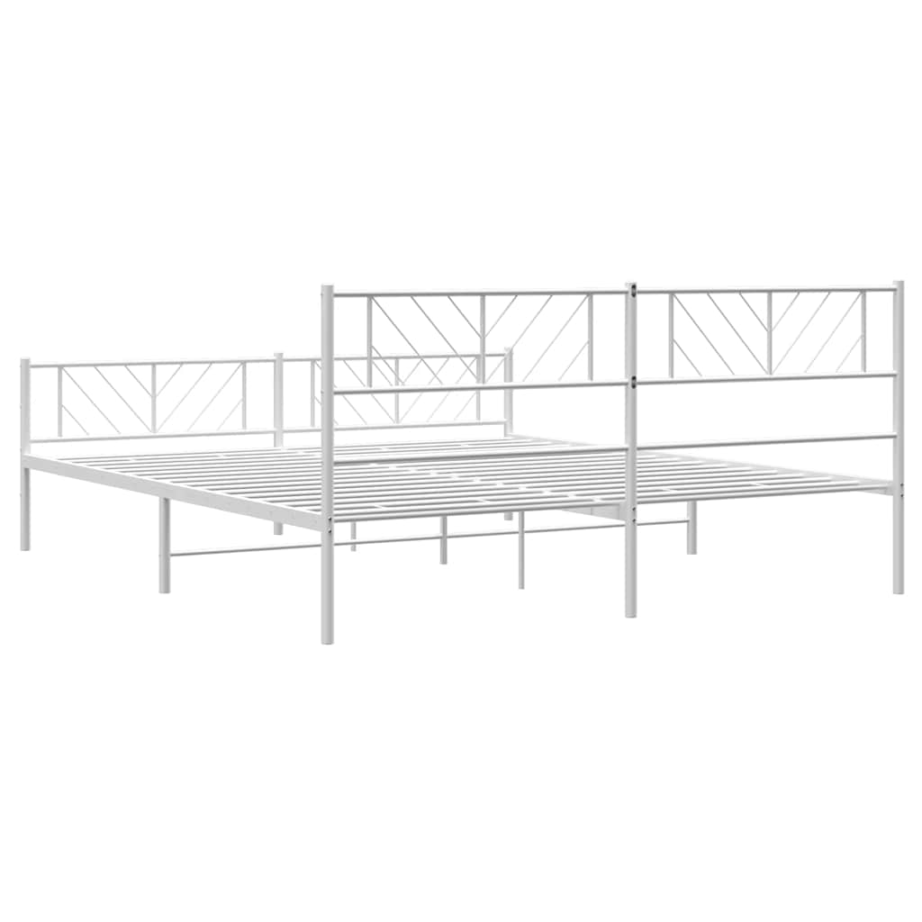 Bed frame with head and footboard metal white 193x203 cm