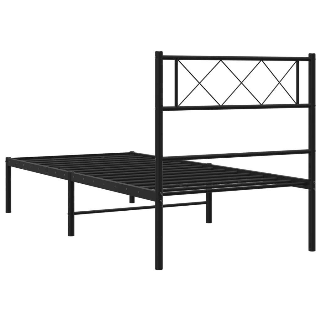 Bettgestell mit Kopfteil Metall Schwarz 75x190 cm