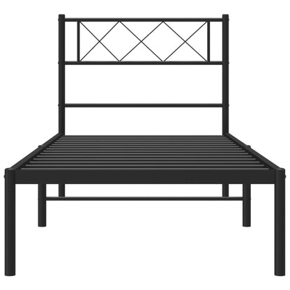 Bettgestell mit Kopfteil Metall Schwarz 80x200 cm