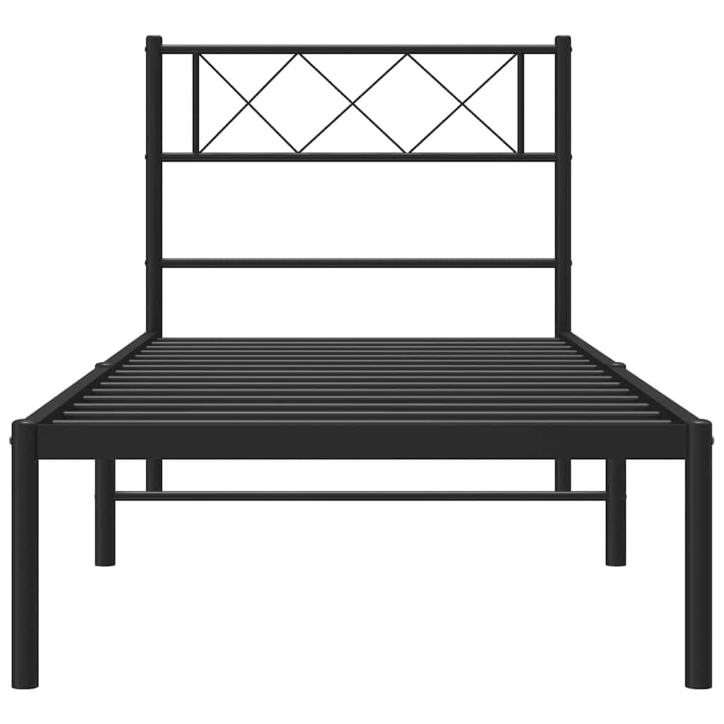 Bettgestell mit Kopfteil Metall Schwarz 100x190 cm