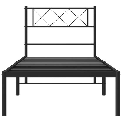 Bettgestell mit Kopfteil Metall Schwarz 100x190 cm