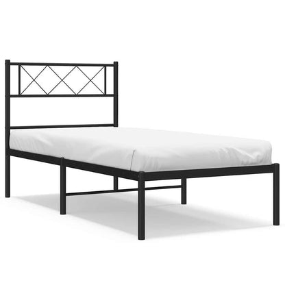 Bettgestell mit Kopfteil Metall Schwarz 100x200 cm