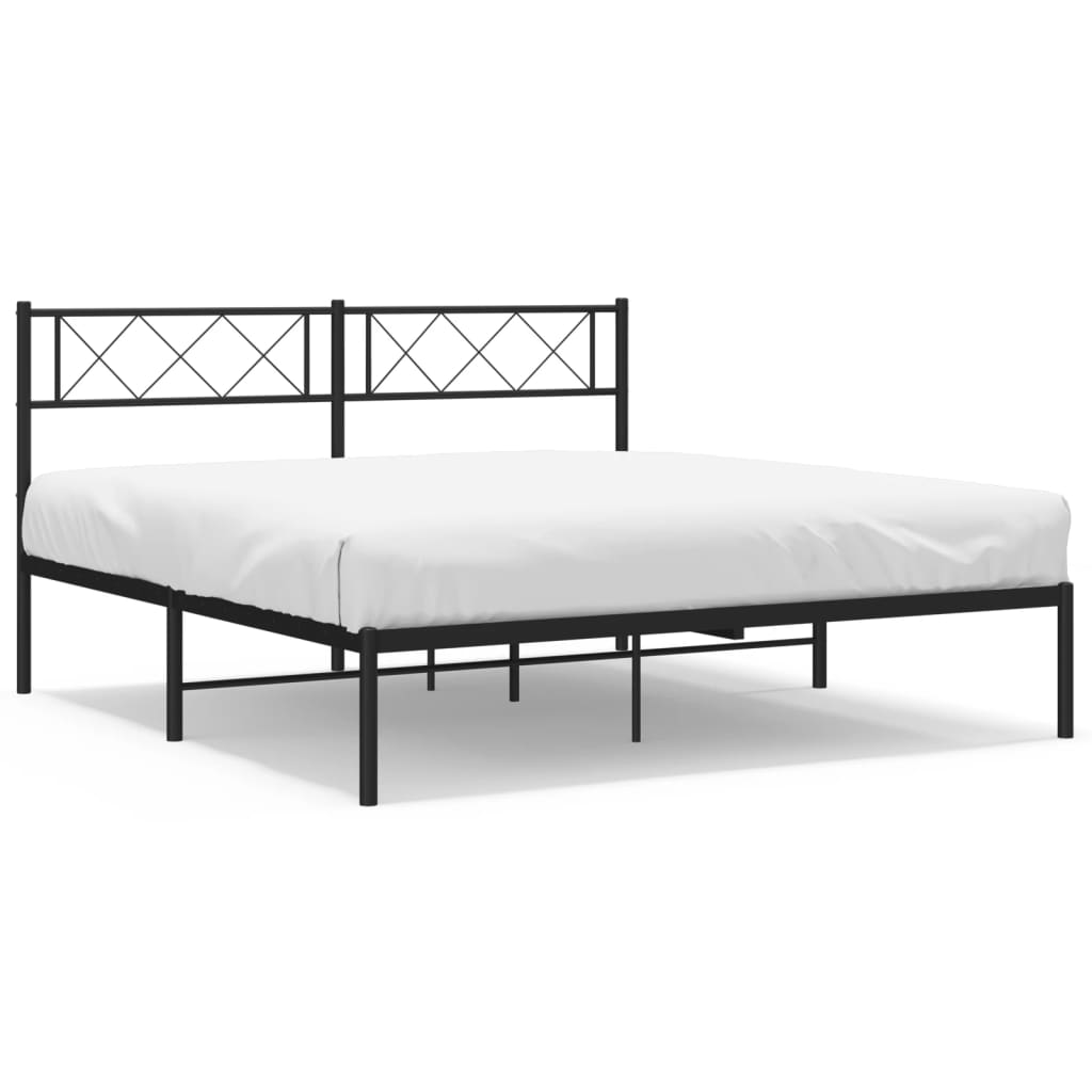 Bed frame with headboard metal black 120x190 cm