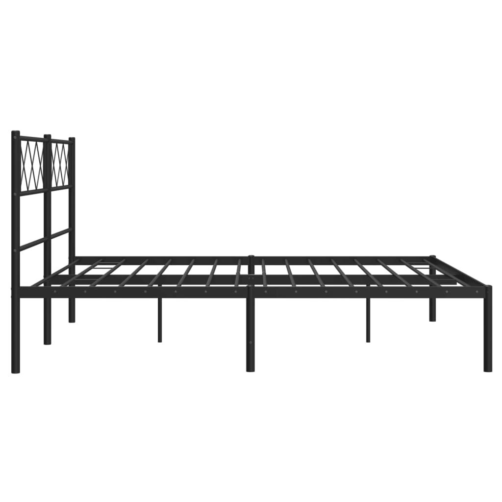 Bed frame with headboard metal black 120x190 cm