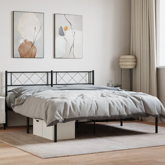 Bed frame with headboard metal black 120x190 cm