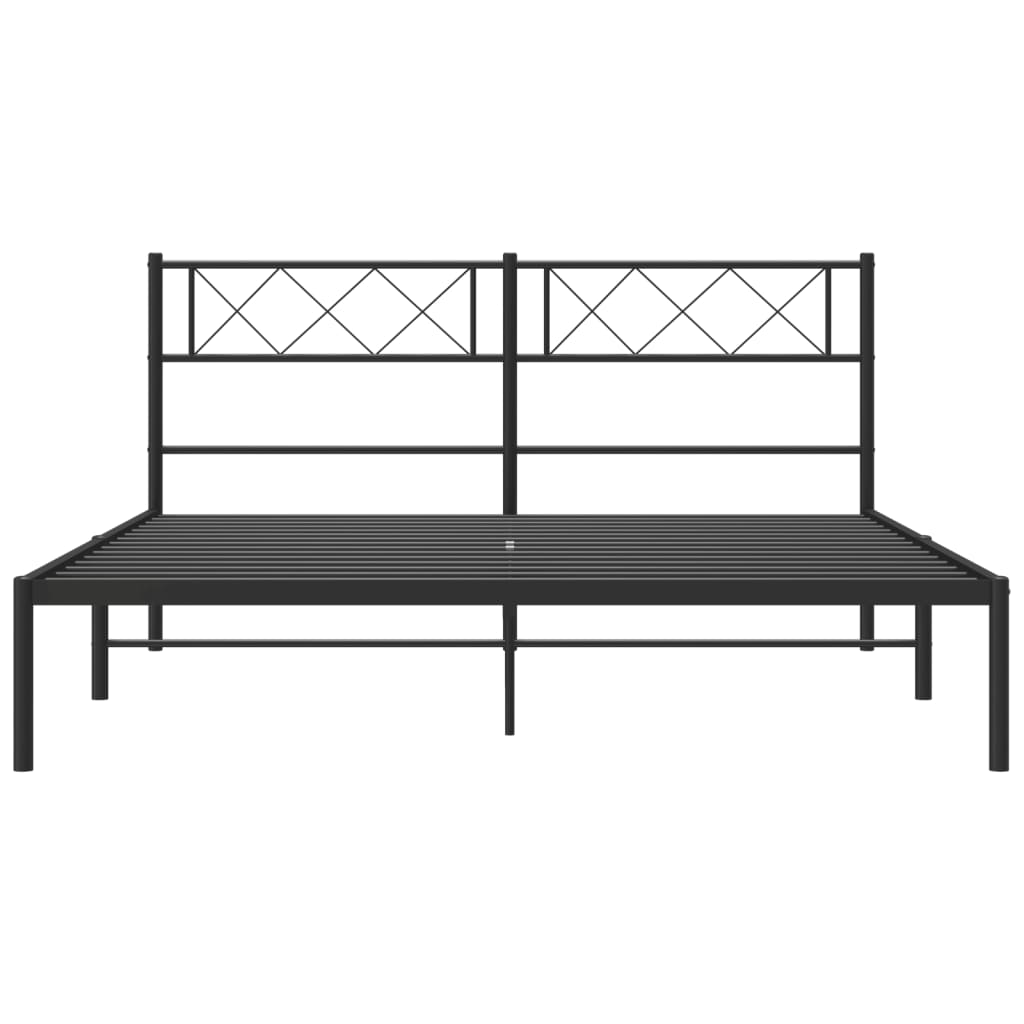 Bed frame with headboard metal black 140x190 cm