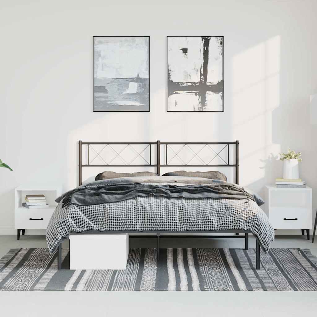 Bettgestell mit Kopfteil Metall Schwarz 150x200 cm