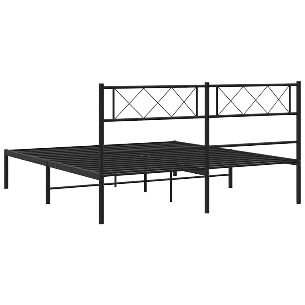 Bettgestell mit Kopfteil Metall Schwarz 160x200 cm