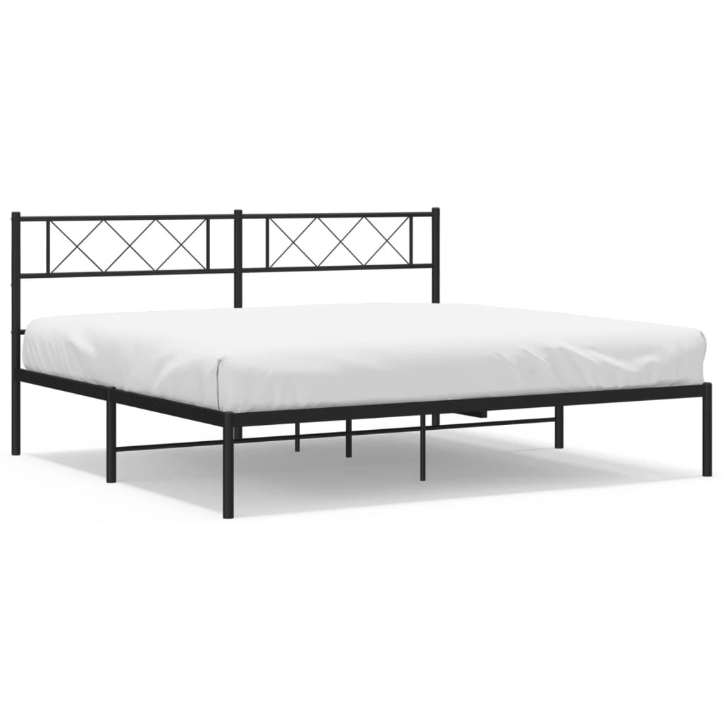 Bed frame with headboard metal black 180x200 cm